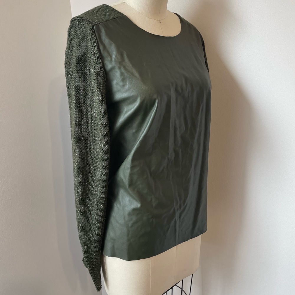 Zara Knit Faux Leather Front Sweater